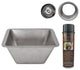 15" Square Hammered Copper Bar/Prep Sink, Nickel, 3.5" Drain Opening