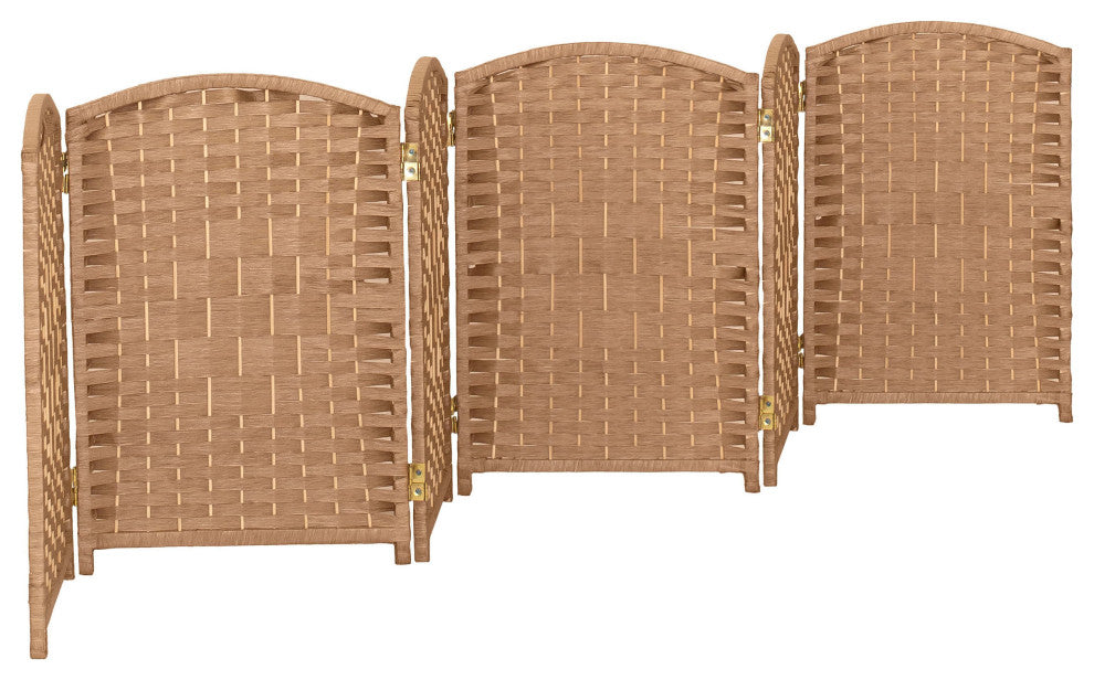 2 ft. Short Diamond Weave Fiber Room Divider Natural 6 Panel