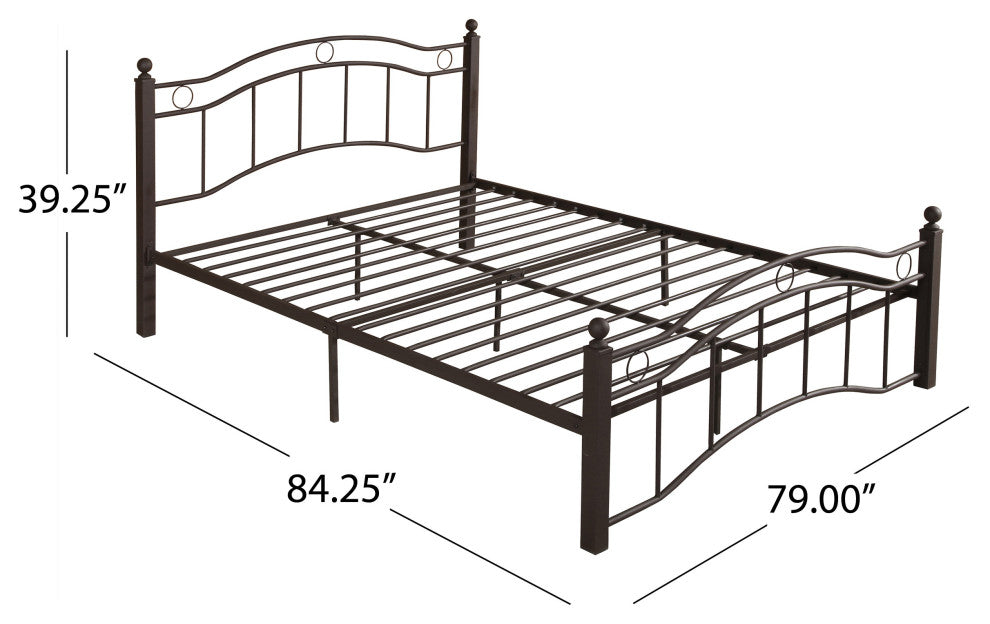 Hallie Contemporary Iron King Bed Frame, Hammered Copper