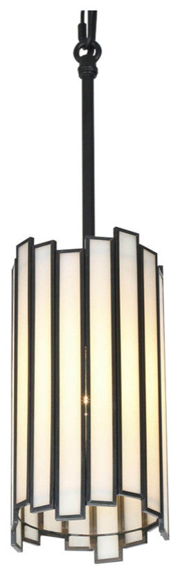 LNC 1-Light Modern Cylinder/Drum Glass Kitchen Pendant Lighting, White & Black