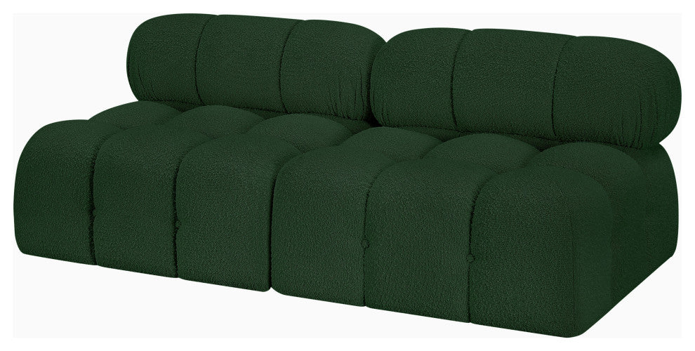 Ames Boucle Fabric Modular Sofa, Green, 2-Piece: 2 Armless Chair