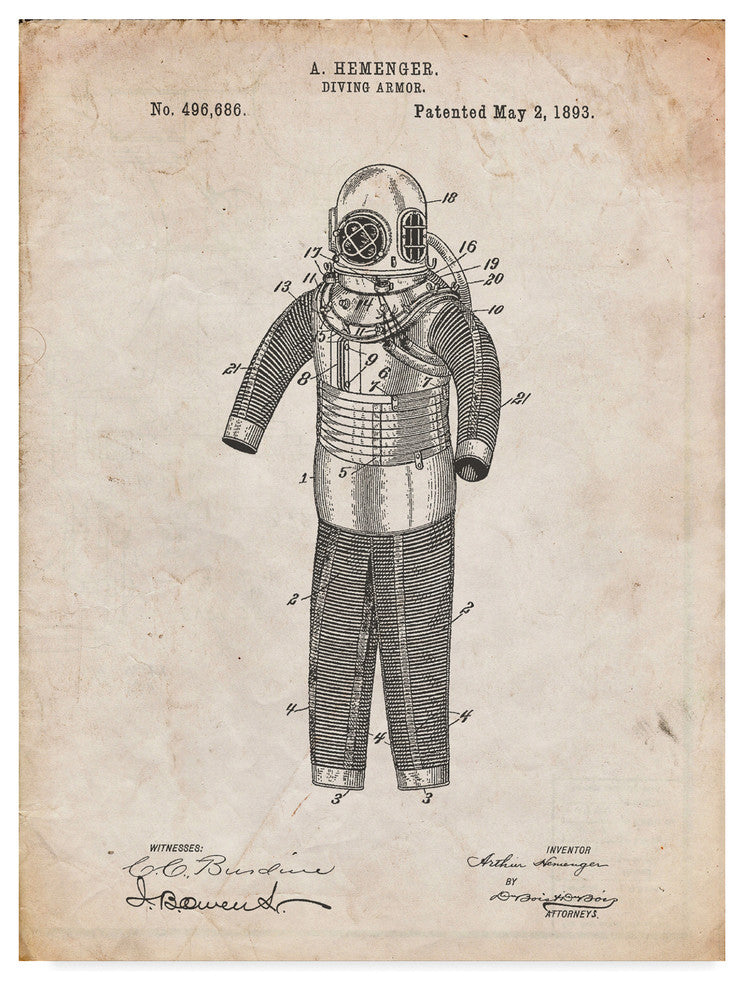 "Vintage Scuba Gear" by Cole Borders, Canvas Art, 32"x24"