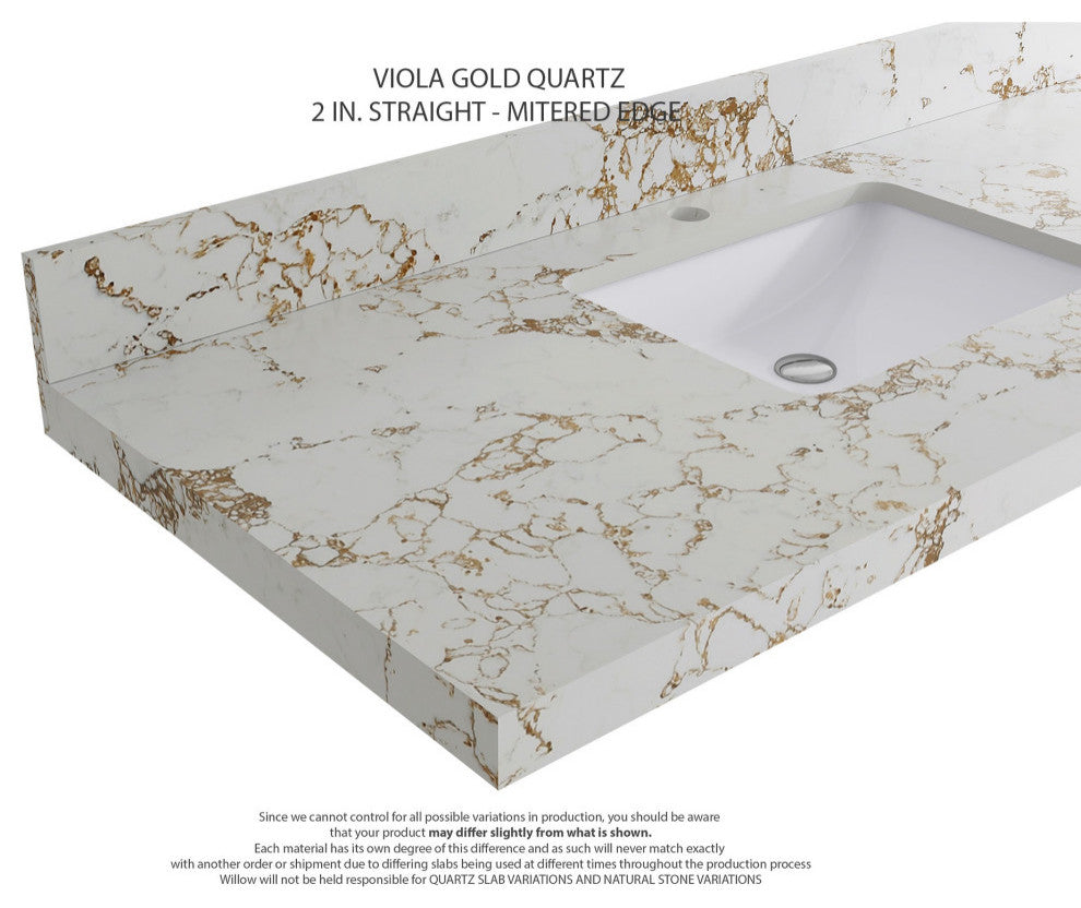 Chicago 36" Center Sink Bathroom Vanity, Black 2" Viola Gold