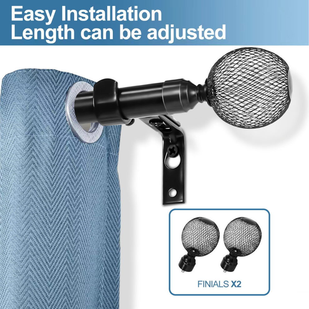 1" Columbia Adjustable Curtain Rod, Black, 84"-120"