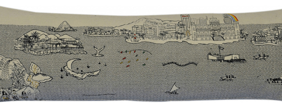 46" White Hawaii Daylight Skyline Lumbar Decorative Pillow