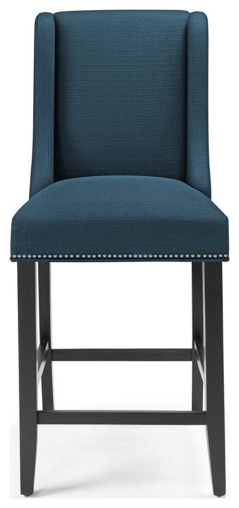 Counter Stool Chair, Set of 2, Fabric, Wood, Navy Blue, Modern, Bar Pub Bistro