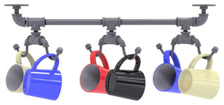 Pipeline Under Cabinet 6 Coffee Mug Rack, Matte Gray