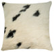 Natural Torino Cowhide Pillow 18"x18", White and Black
