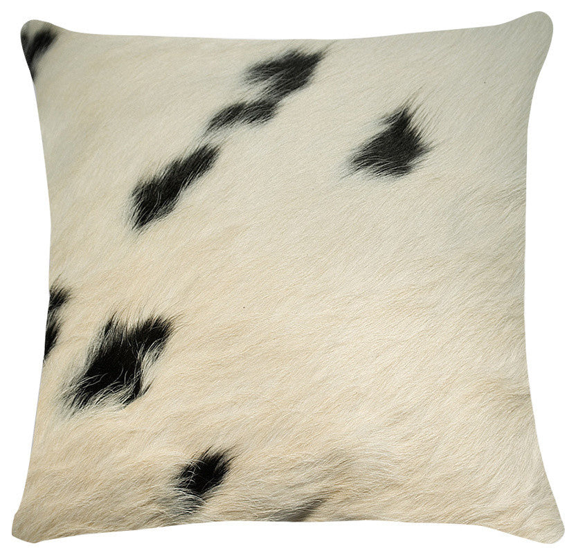 Natural Torino Cowhide Pillow 18"x18", White and Black
