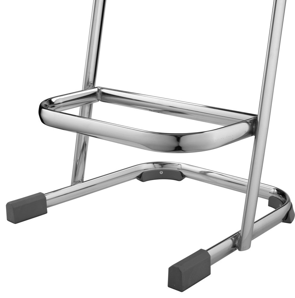 NPS Elephant Z-Stool With Backrest, Black Seat and Chrome Frame, 22 in. Height