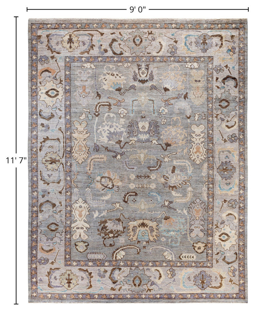 Oushak One-of-a-Kind Hand-Knotted Area Rug Gray, 9'0" x 11'7"