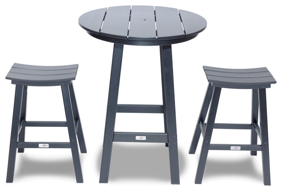 LuXeo Bailey-Cabo Round Counter 3-Piece Set, Gray