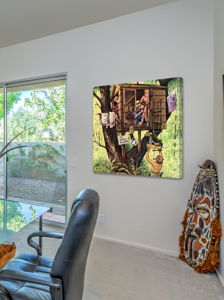 "No Girls Allowed" Painting Print on Canvas by Stevan Dohanos