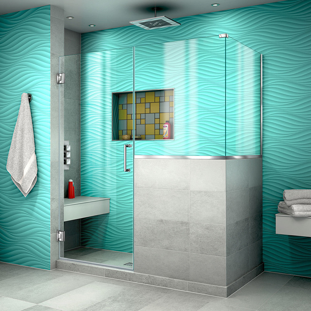 Unidoor Plus 60"x36.375"x72" Shower Enclosure, Chrome