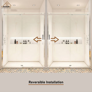 60-in x 76-in Frameless Sliding Shower Door, Chromed