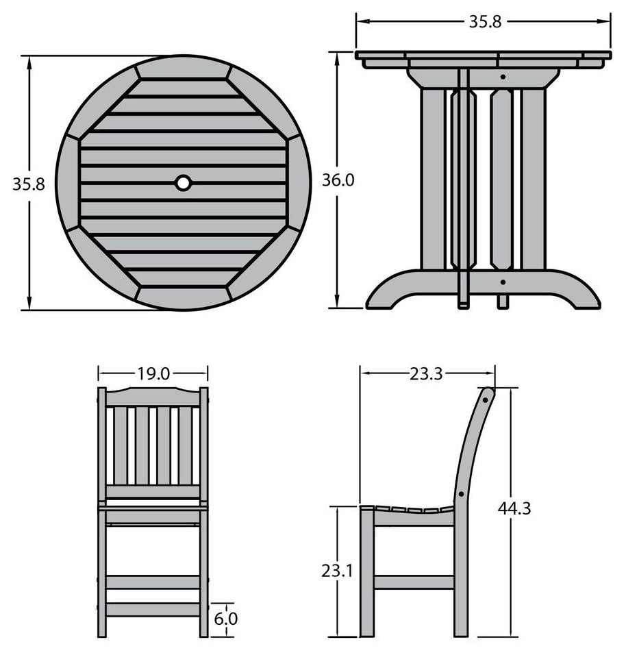 Lehigh 3-Piece Round Counter-Height Dining Set, Woodland Brown