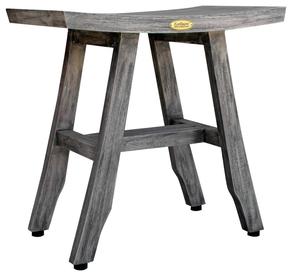 CoastalVogue Satori 18" Eastern Style Teak Shower Bench, Coquina Gray