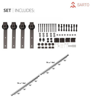 Planum 2102 Double Barn Doors 36 x 84, White Silk and Hardware 13FT