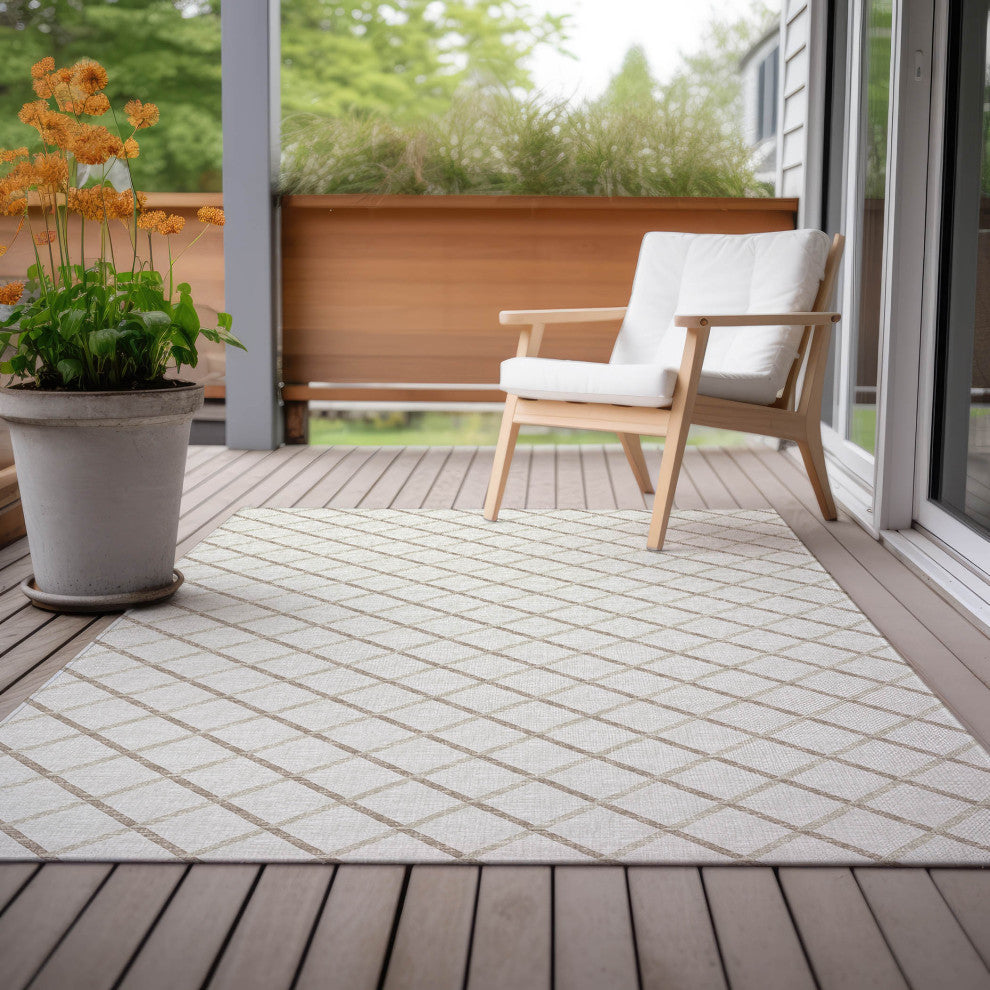 Indoor/Outdoor York YO1 Ivory Machine Washable 3' x 5' Rug