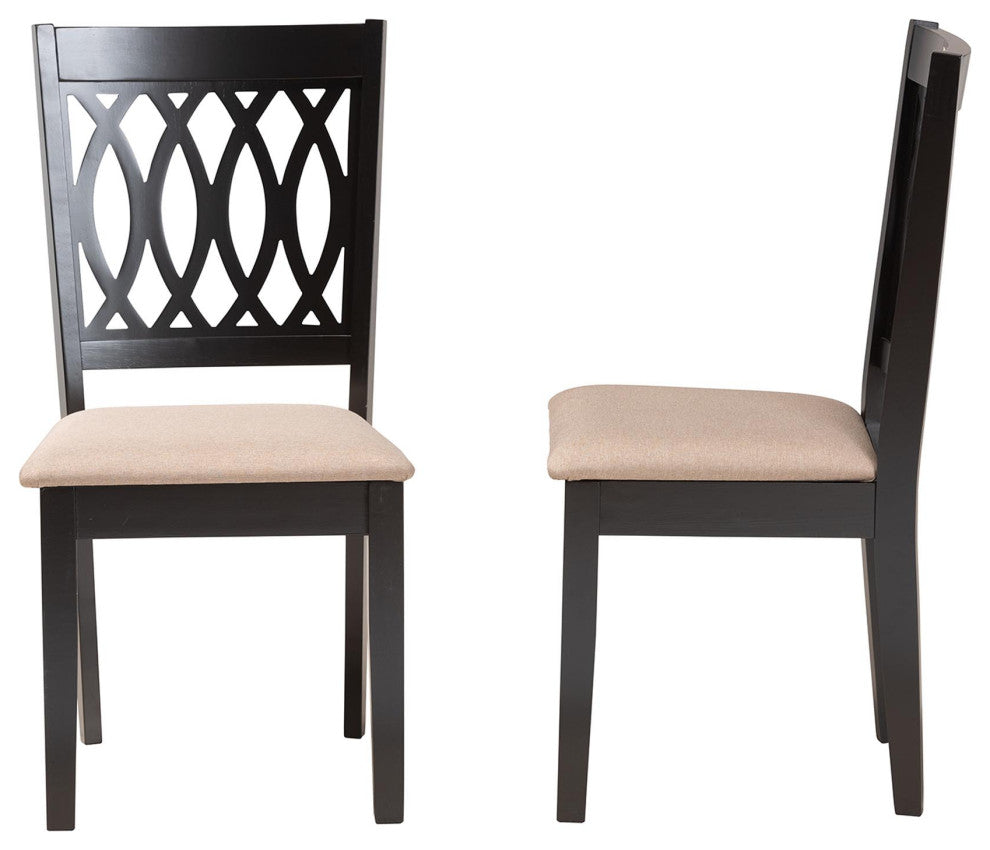 Denia Dining Collection, Beige/Espresso Brown, Dining Chair, Set of 2