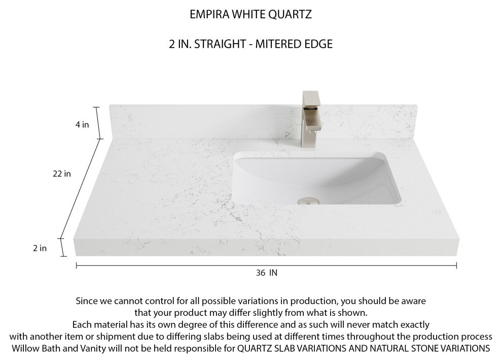 Madison Teak 36 Right Offset Bath Vanity in Light Natural 2" Empira Quartz