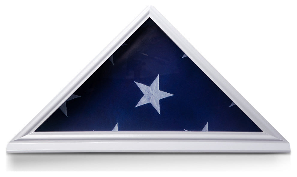 White Wood Memorial Flag Display Case