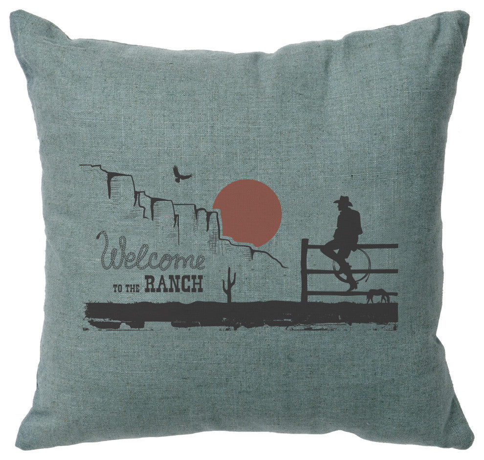 Image Pillow 16x16 Welcome Ranch Linen Ocean