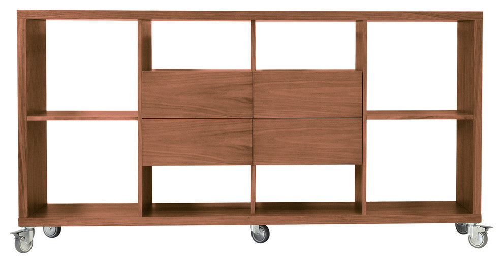 Malta Bookcase With Drawers, Walnut