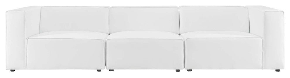 Sectional Sofa Set, Faux Vegan Leather, White, Modern, Living Lounge Hospitality