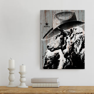 Howdy Sheep' Farmhouse Wrapped Canvas Animal Wall Art