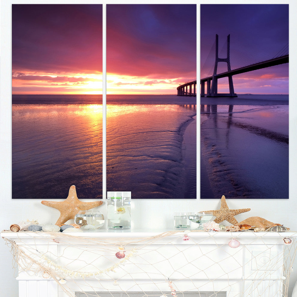 "Colorful Vasco Da Gama Bridge" Metal Wall Art, 3 Panels, 36"x28"
