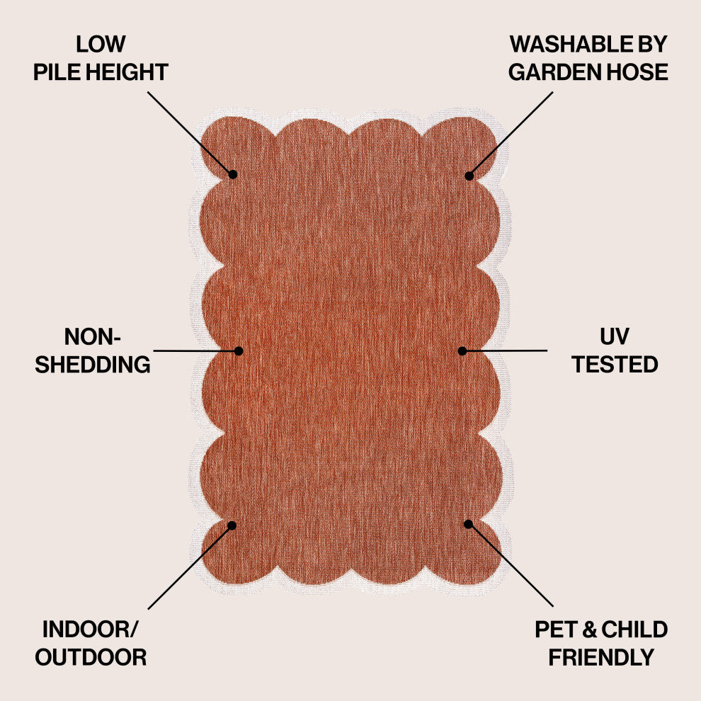 Alice Classic Cottage Two-Tone Scalloped Indoor/Outdoor Shaped Area Rug