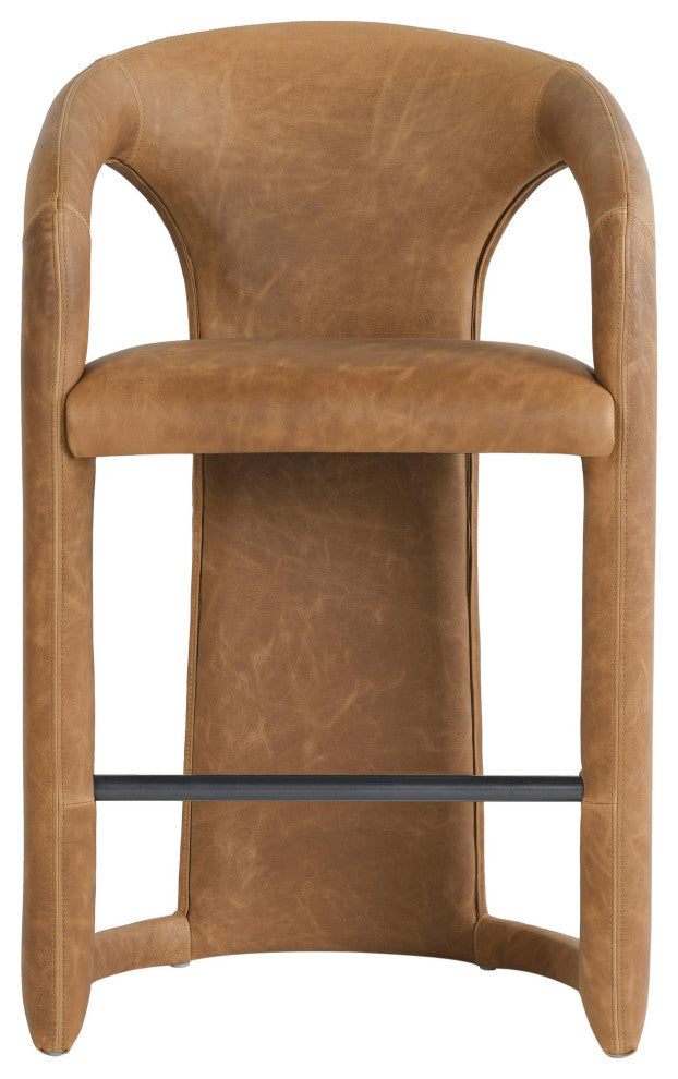 Kosas Home Archie 26" Distressed Leather Counter Stool, Brown