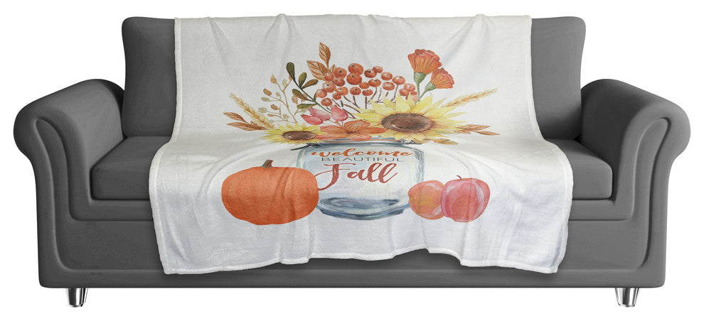 Welcome Beautiful Fall 50"x60 Fleece Throw Blanket