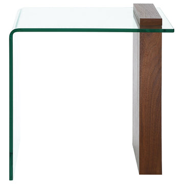BUONO Walnut Veneer With 1/2 Clear Glass End Table by Casabianca Home