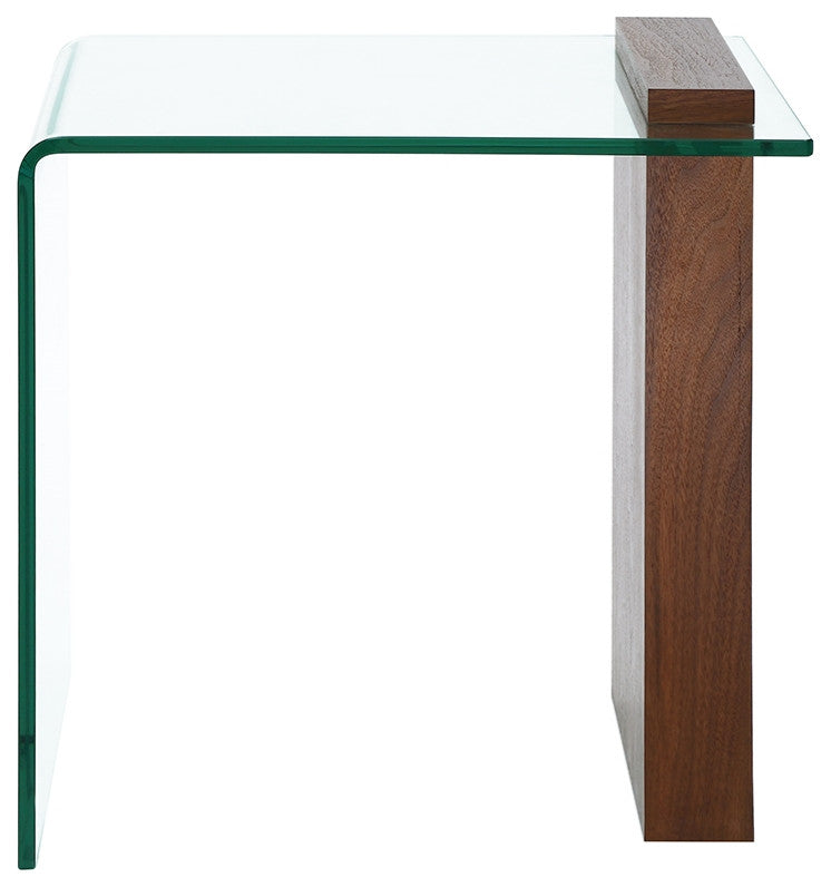 BUONO Walnut Veneer With 1/2 Clear Glass End Table by Casabianca Home