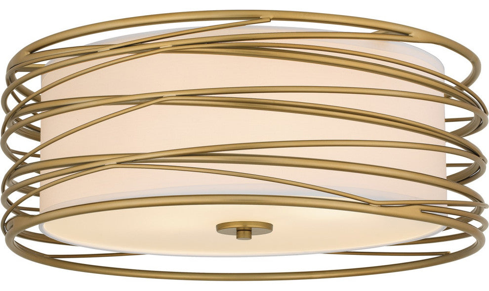 Spiral 3-Light Semi Flush Mount, Light Gold