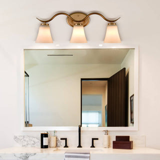 Modern Gold Bathroom Vanity Light 3-Light Milk Glass