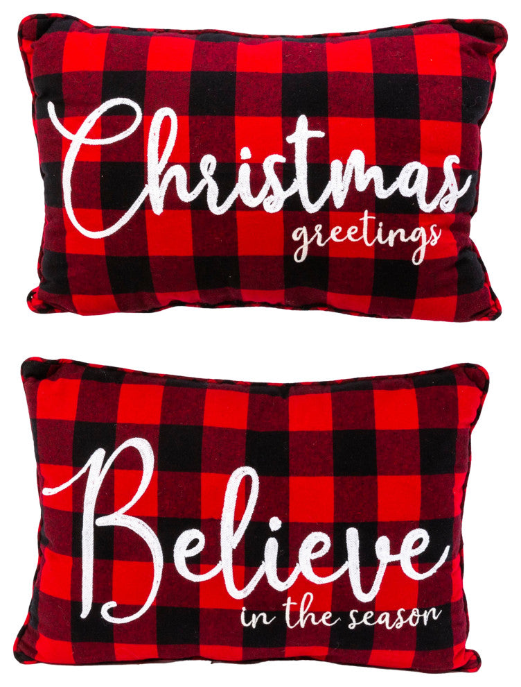 Set of 2 20-in L Fabric Embroidered Holiday Design Pillow