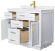 Beckett TK 42" White Single Vanity, White Quartz Top, 1-Hole, Gold Trim