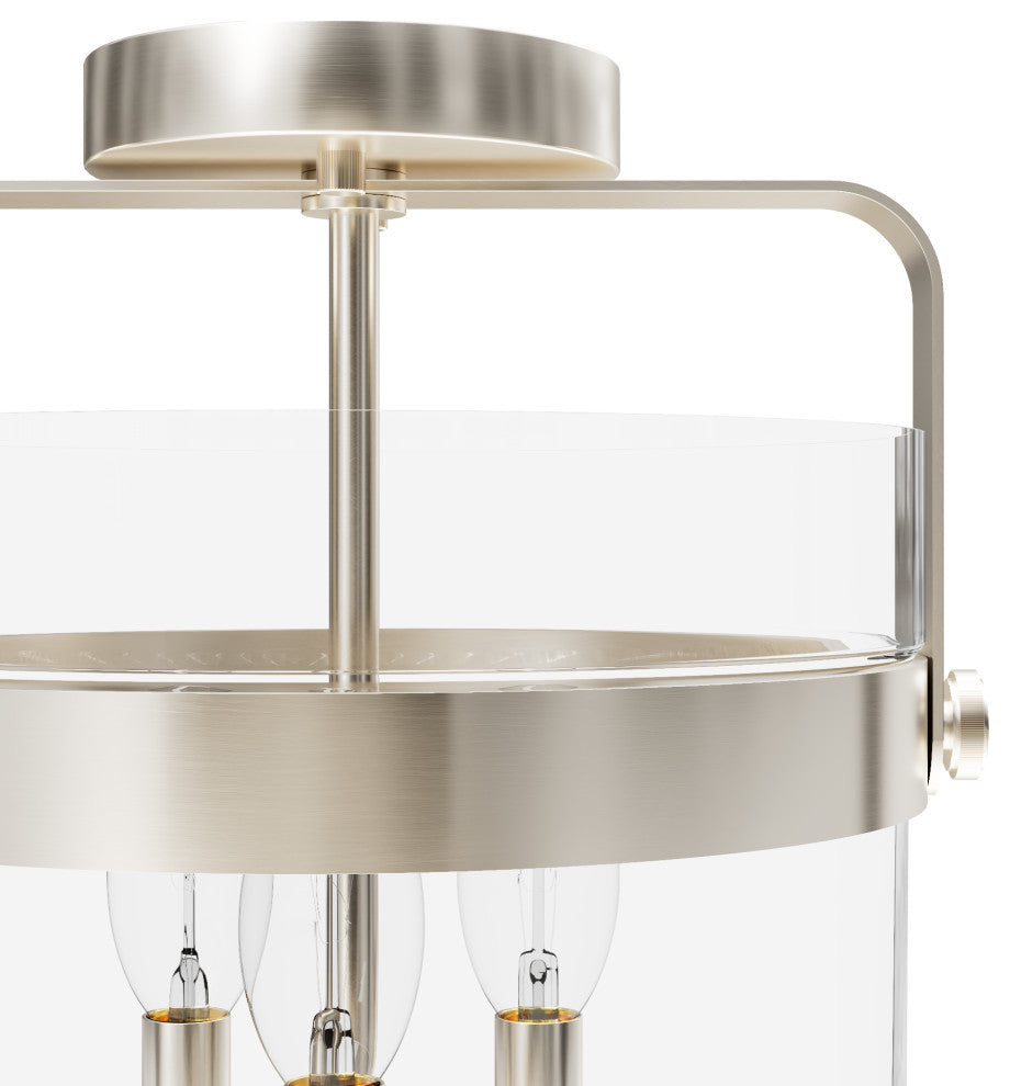 Karloff Alturas Gold, Clear Glass 3 Light Flush Mount Ceiling Light