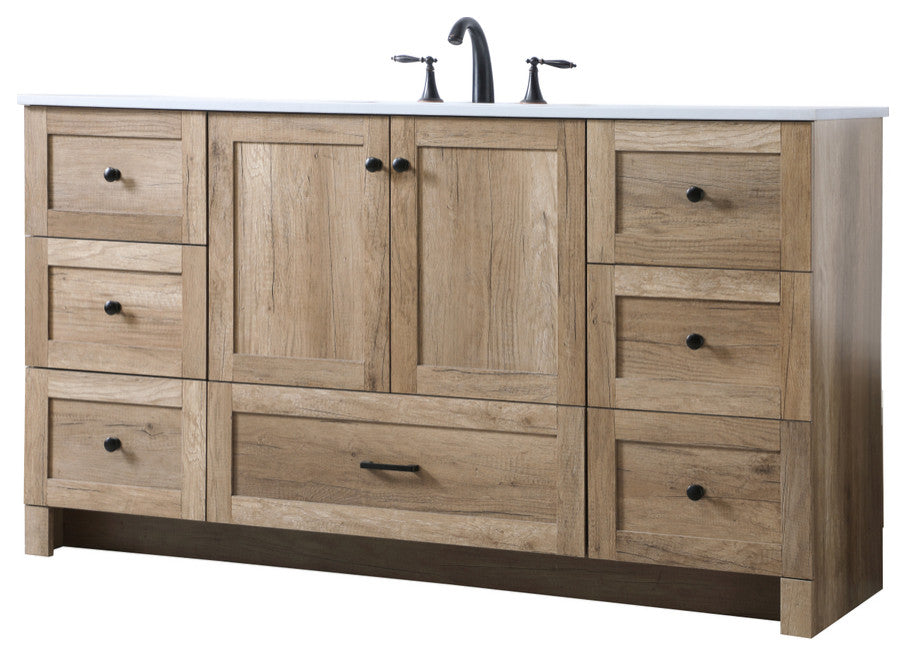 Home Living 60" SIngle Bathroom Vanity, Natural Oak