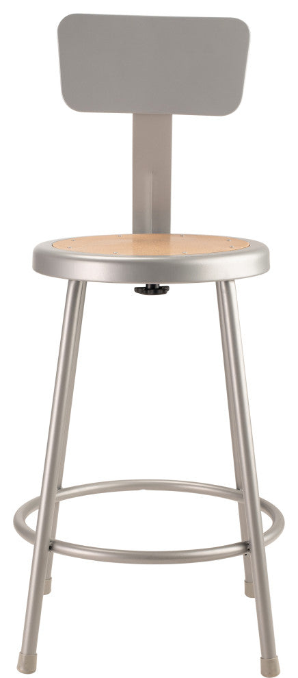 NPS 24"Heavy Duty Steel Stool With Backrest, Grey