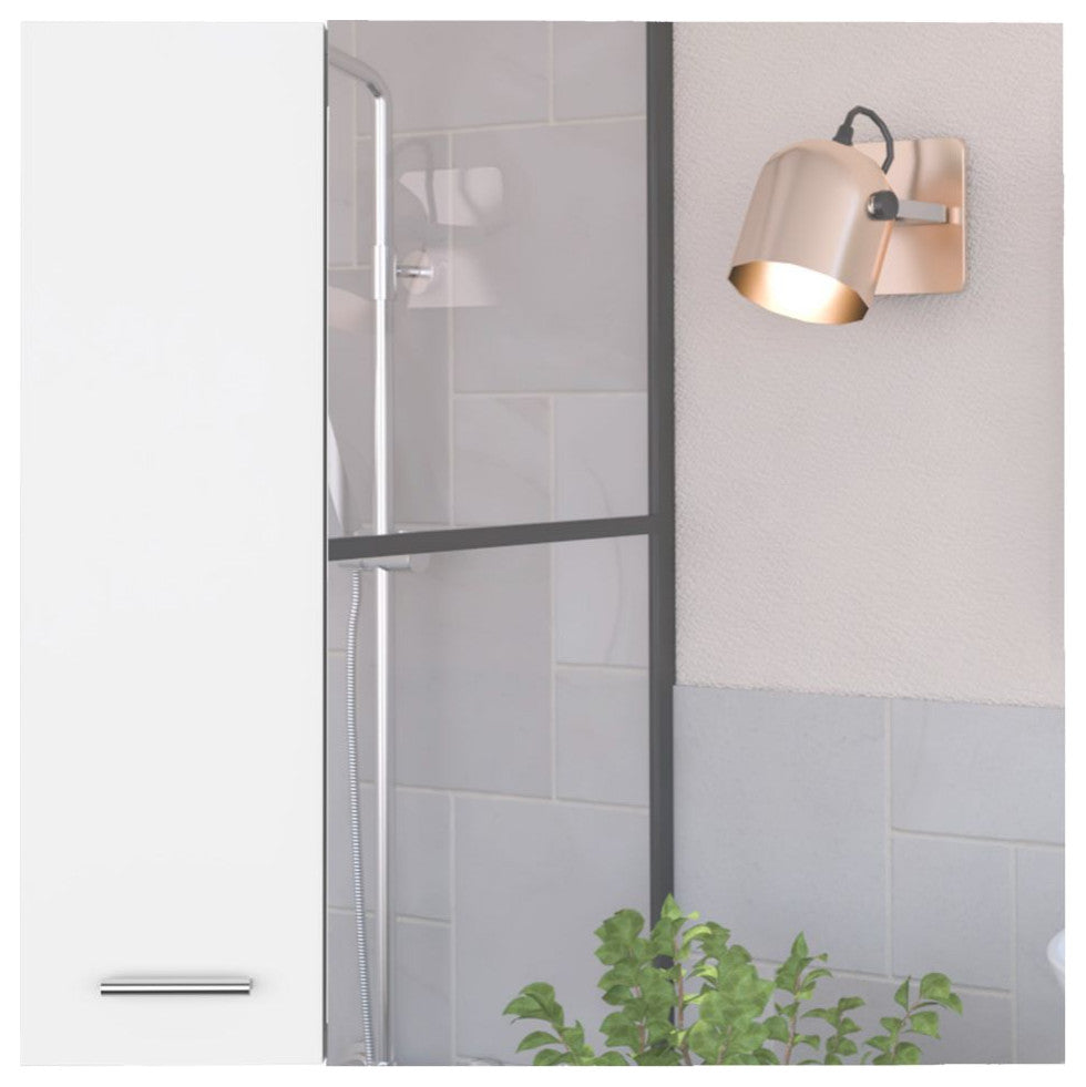DEPOT E-SHOP Harbor Med. Cabinet, Mirror, 4 Shelves, Single Door, White