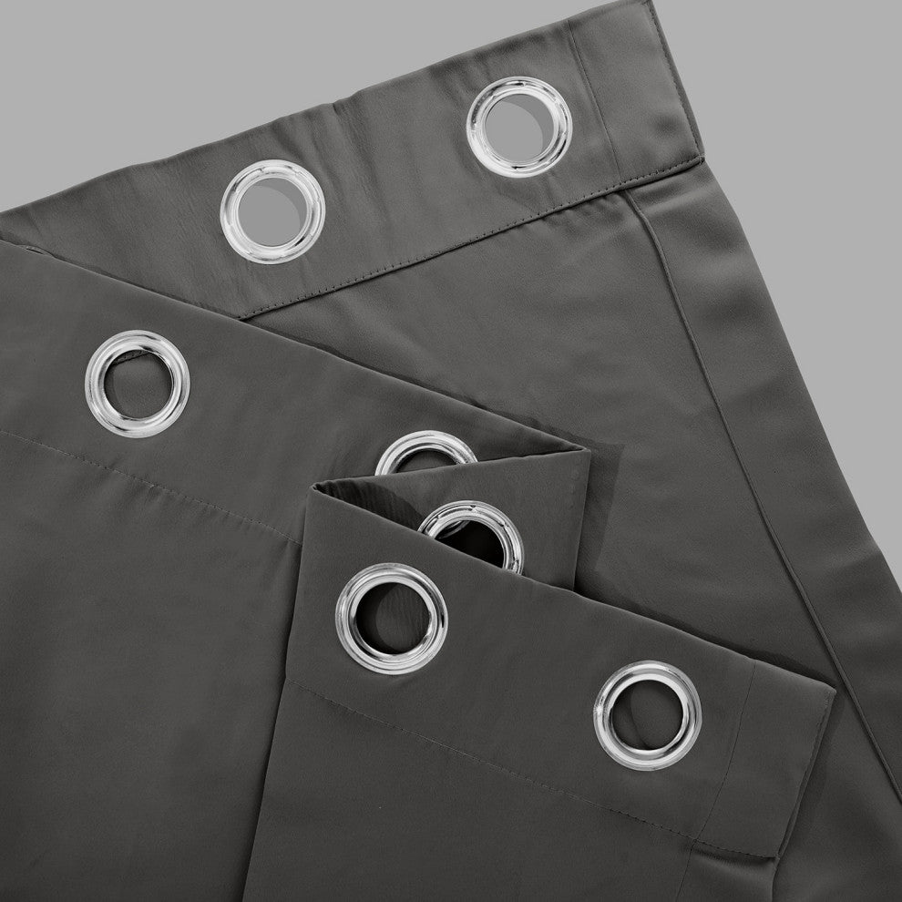 Anthracite Gray Grommet Doublewide Room Darkening Curtain Single Panel, 100"x96"