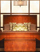 Luxo 3 Light Drum Shade Brass Flush Mount