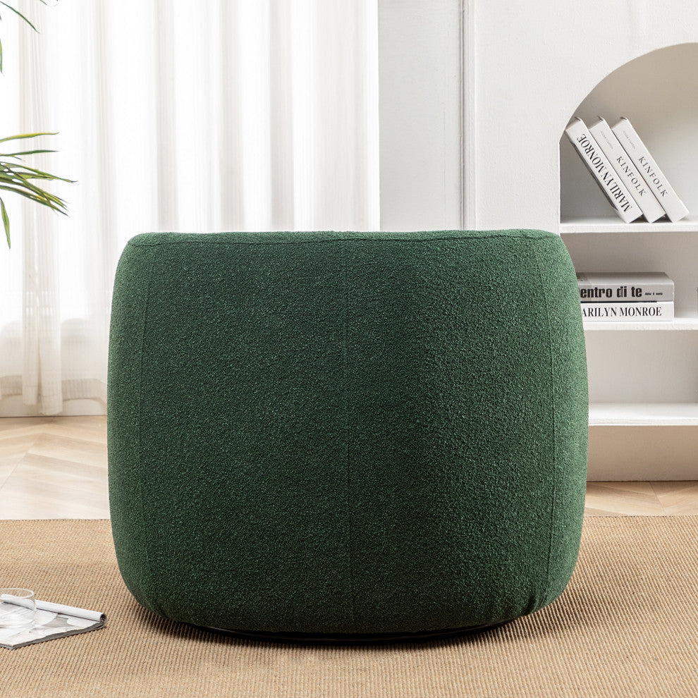 34" Wide Boucle Upholstered Swivel Armchair, Green
