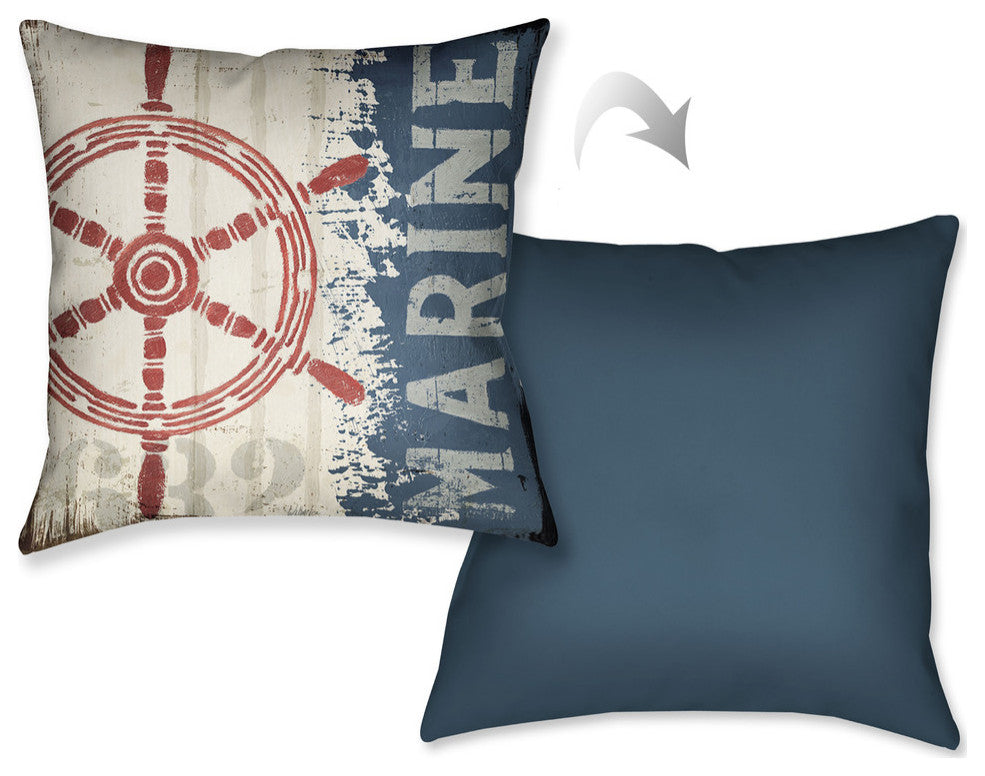 Laural Home Nautical Wheel 18" X 18" Indoor Decorative Pillow