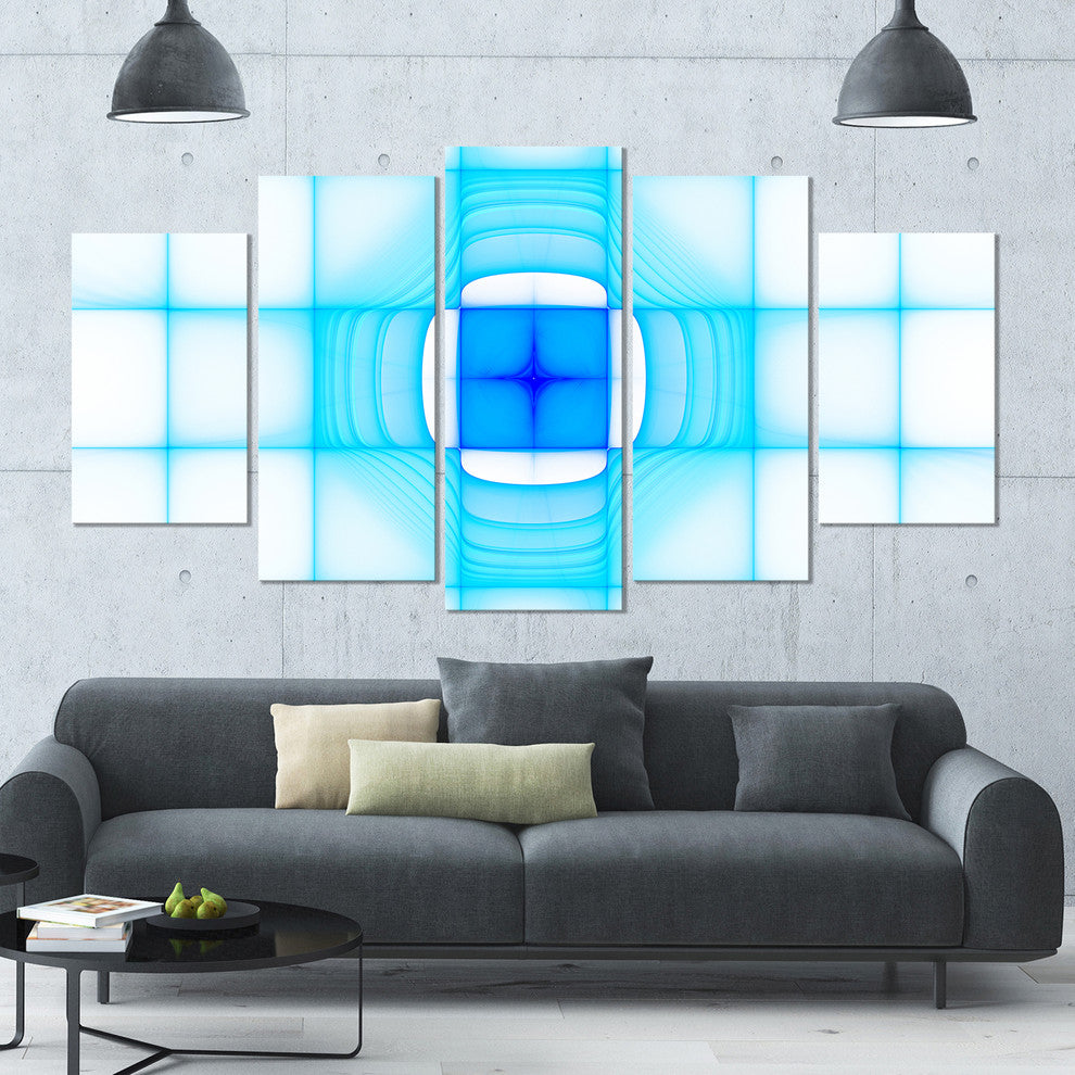 Blue Thermal Infrared Visor, Contemporary Canvas Art Print, 60"x32", 5 Panels