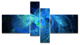 Blue on Dark Fractal Illustration, Abstract Canvas Art Print, 60"x32", 4 panels